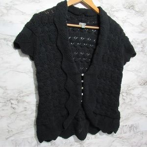 J. Jill Black Ruffled Cardigan